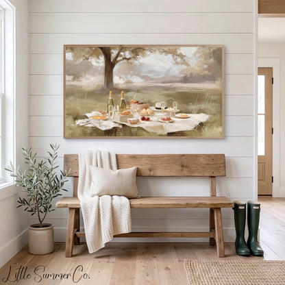 Lakeside Picnic Frame TV Art displayed on a TV
