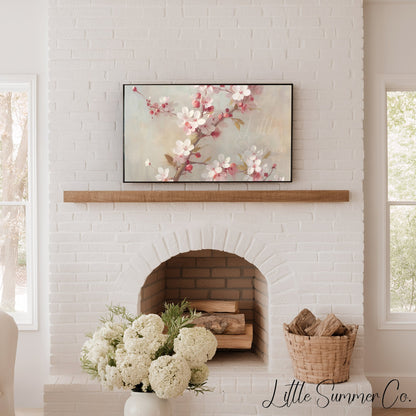 Pink Blossom Branches Frame TV Art displayed on a TV