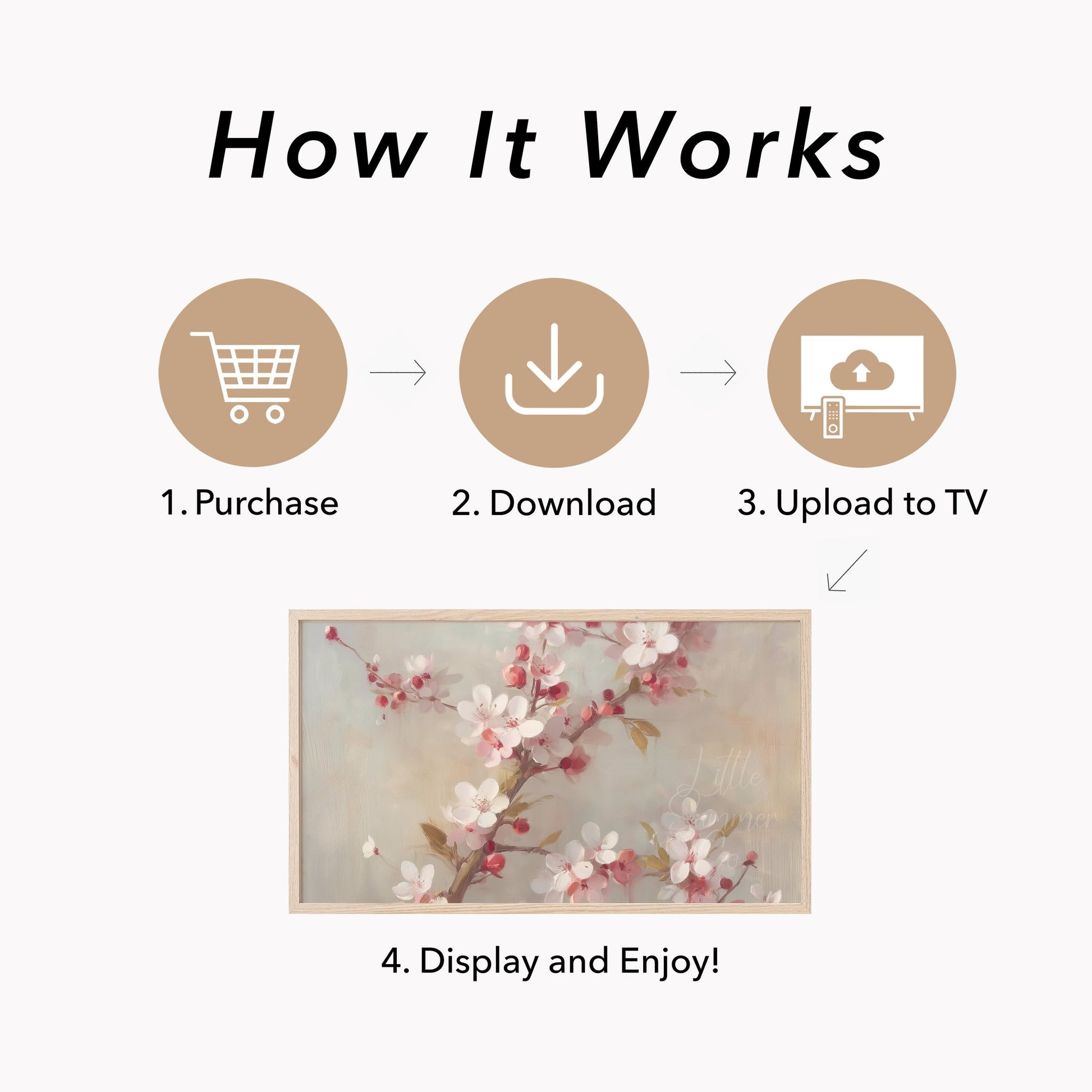 Pink Blossom Branches Frame TV Art displayed on a TV