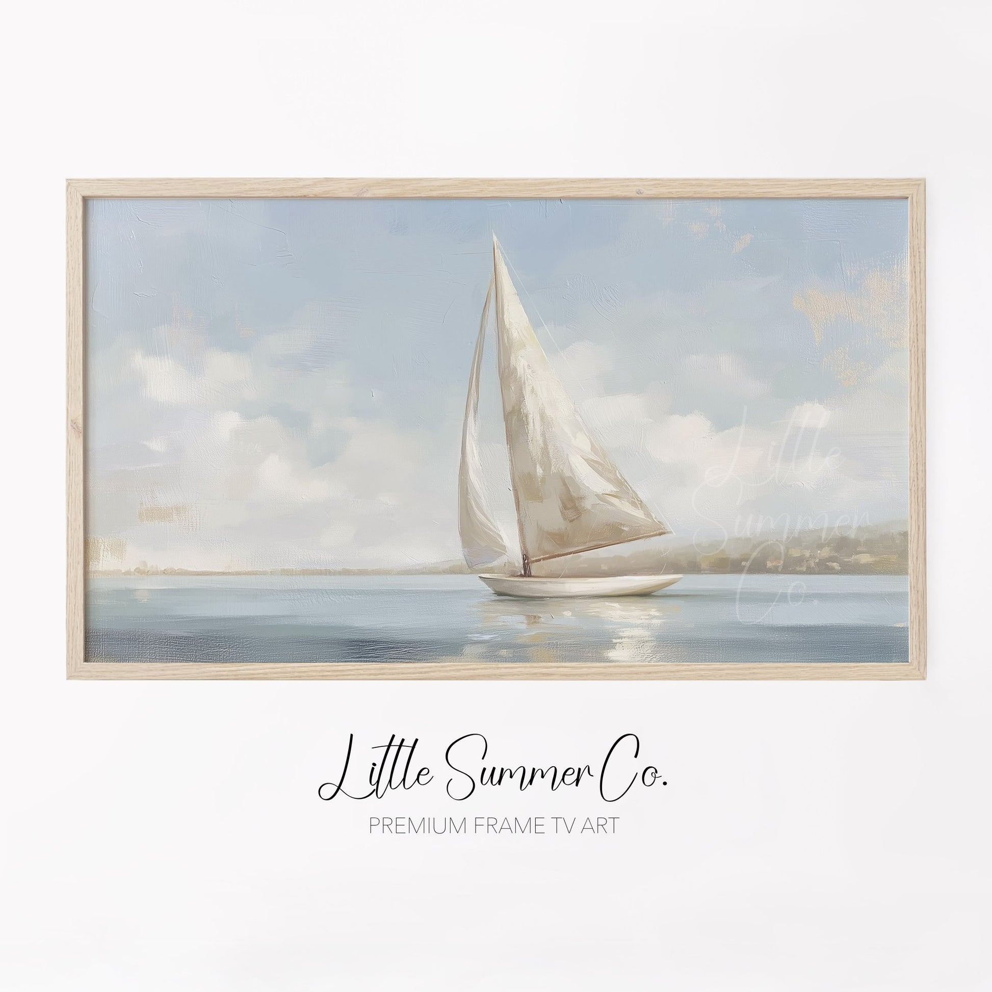 Sailboat At Sea Frame TV Art displayed on a TV