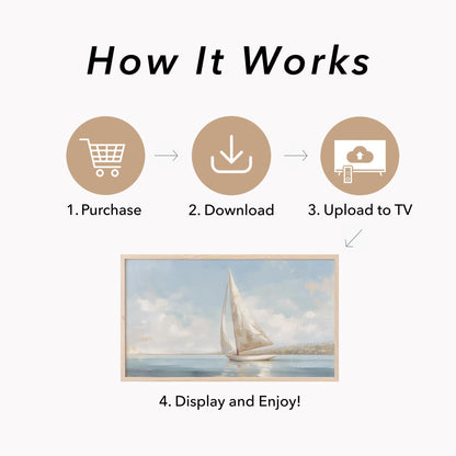 Sailboat At Sea Frame TV Art displayed on a TV