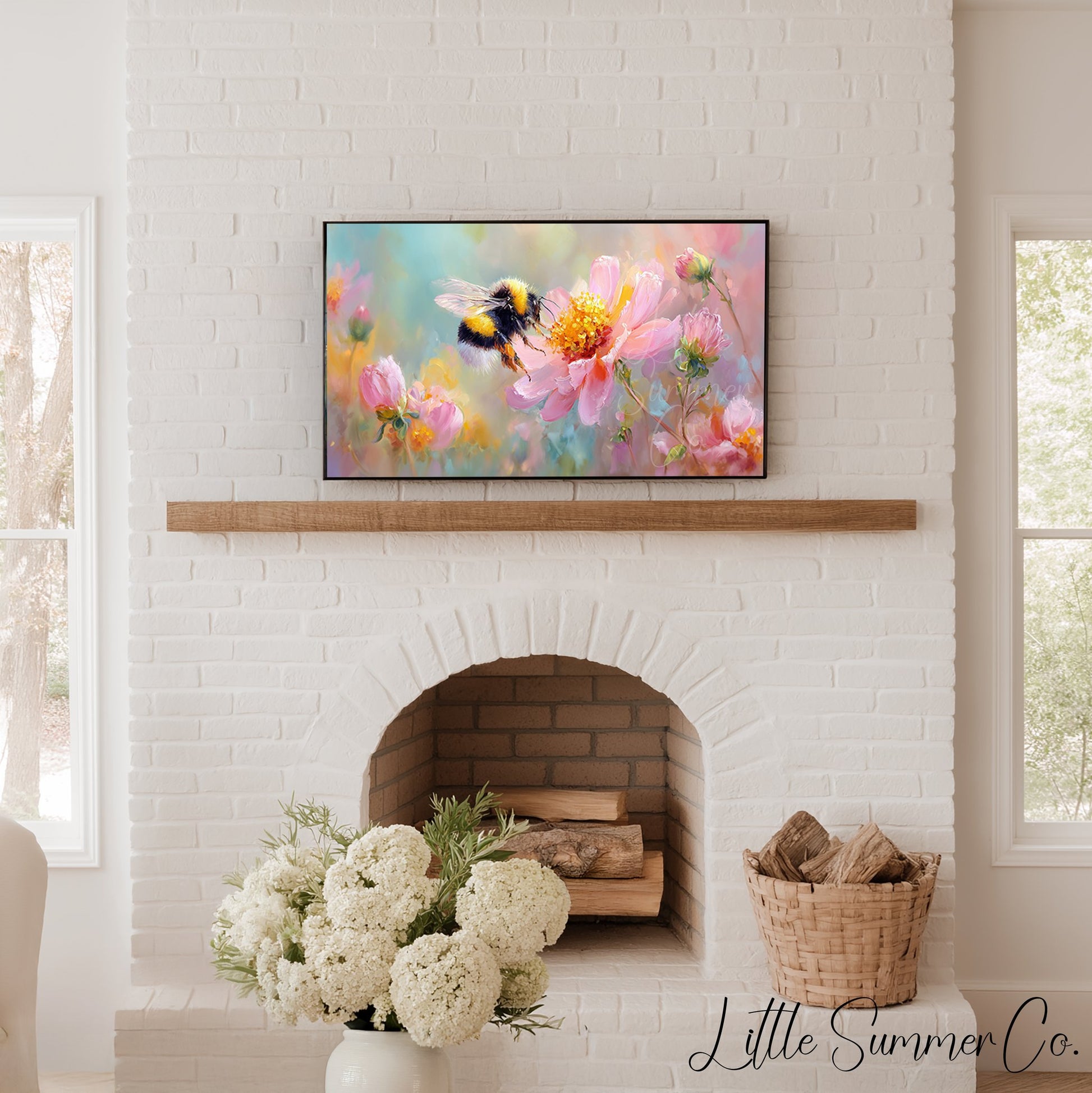 Spring Bee Frame TV Art displayed on a TV