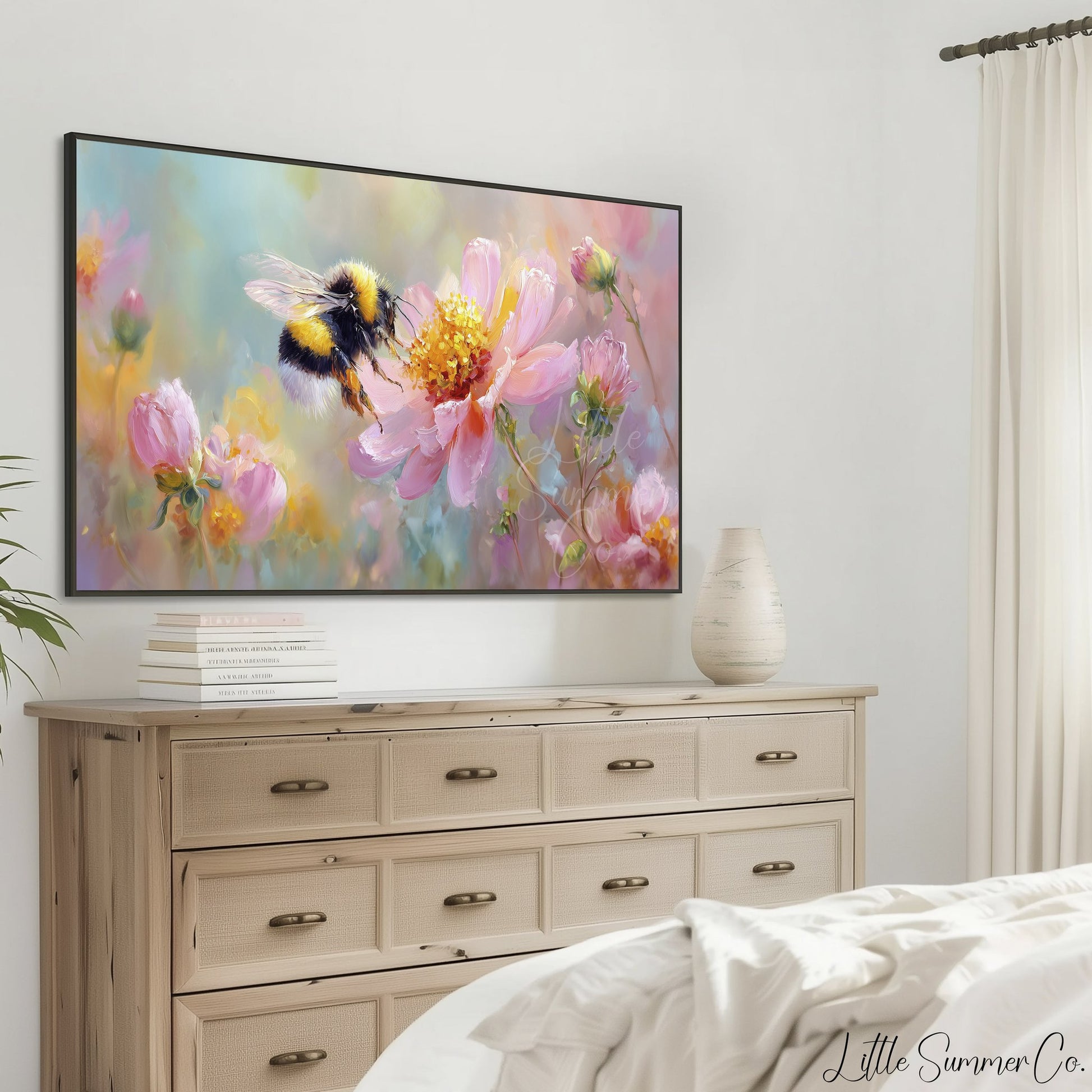 Spring Bee Frame TV Art displayed on a TV