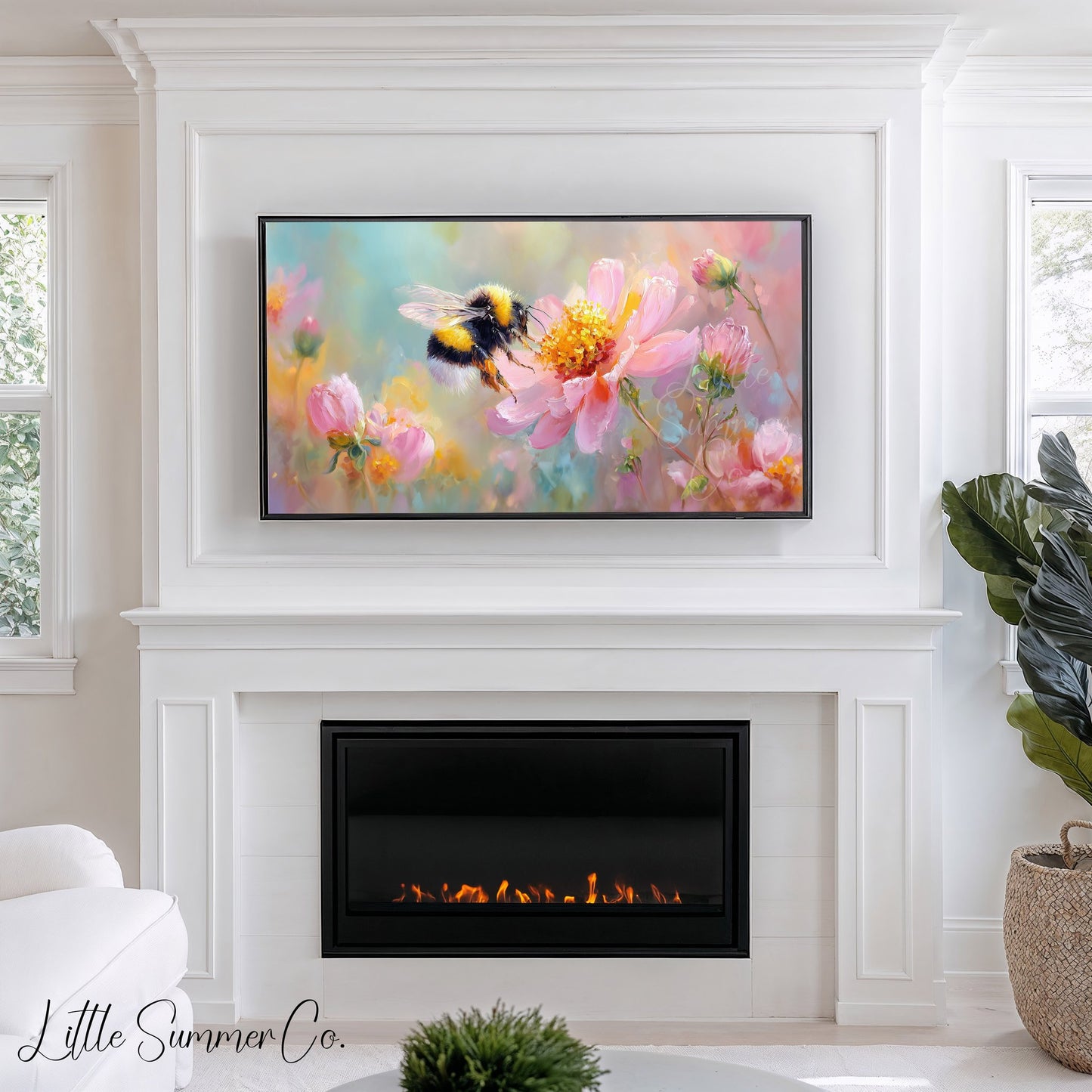 Spring Bee Frame TV Art displayed on a TV