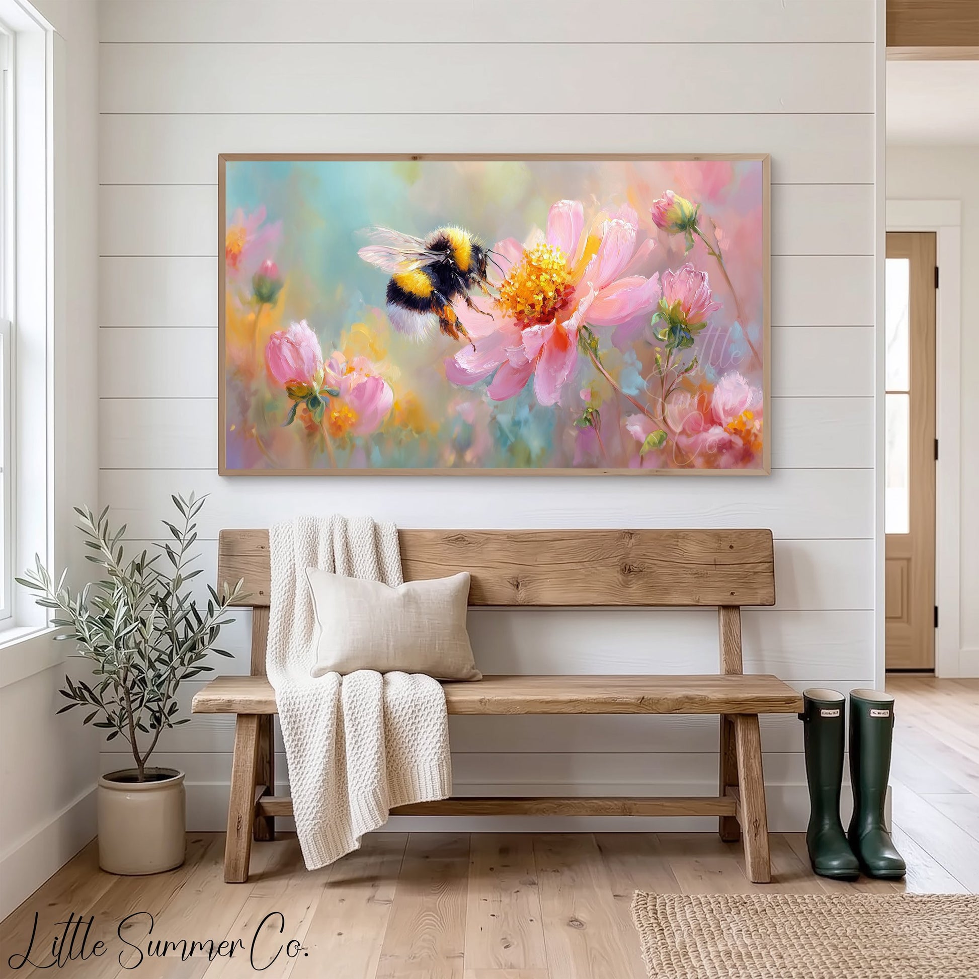 Spring Bee Frame TV Art displayed on a TV