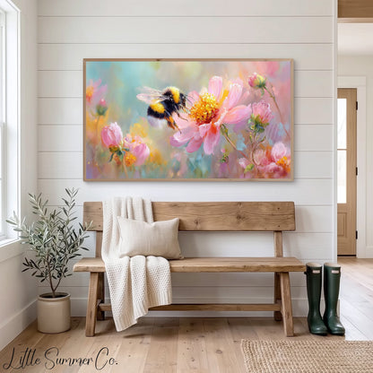 Spring Bee Frame TV Art displayed on a TV