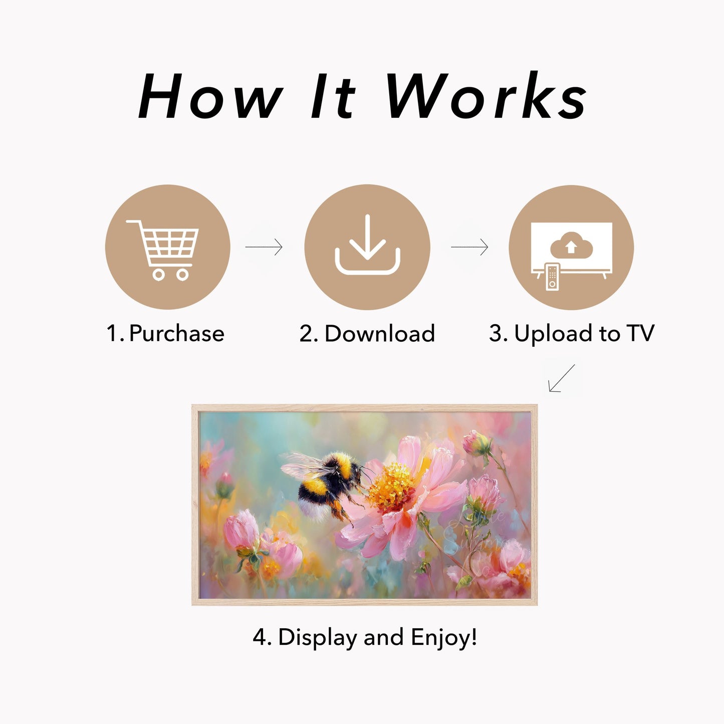 Spring Bee Frame TV Art displayed on a TV