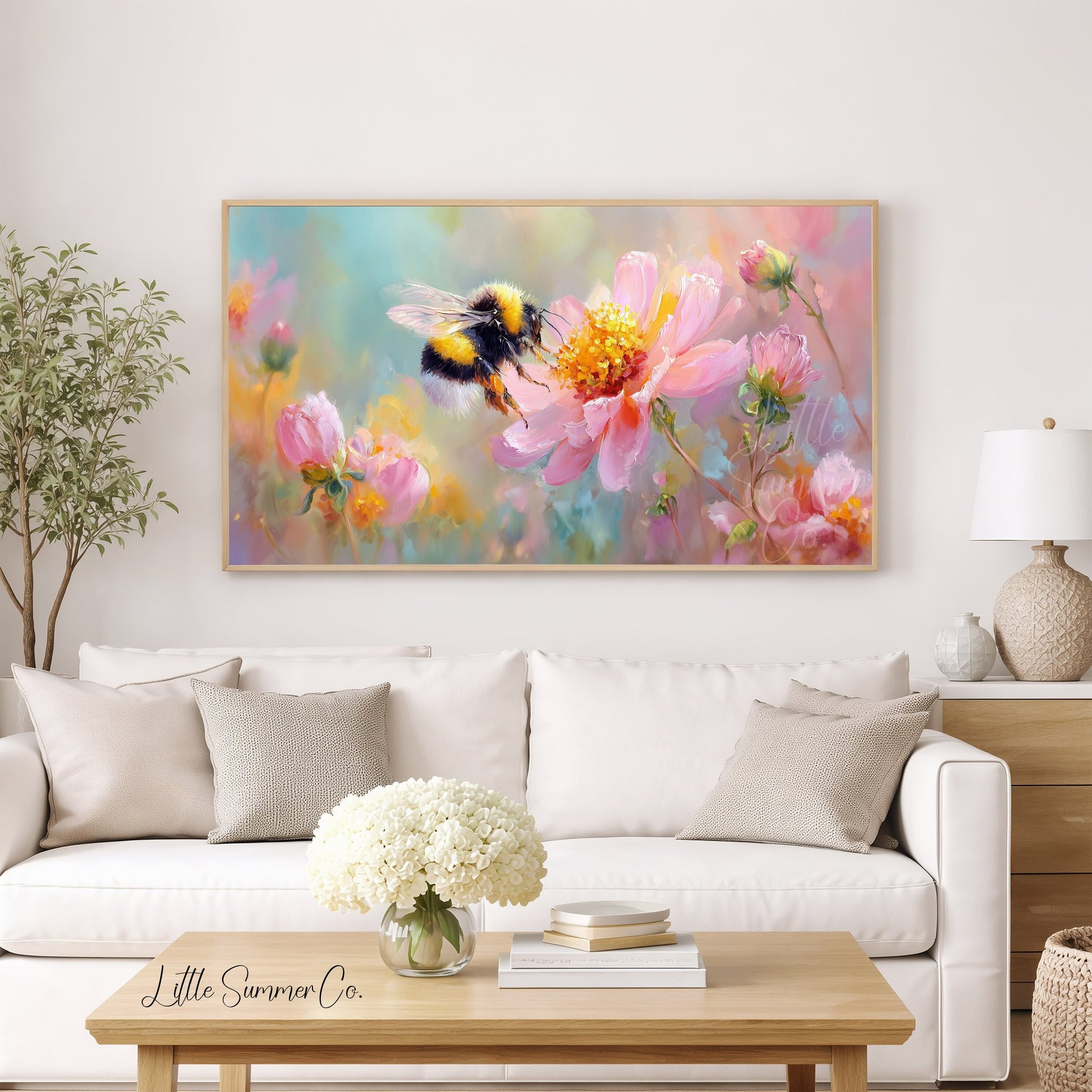 Spring Bee Frame TV Art displayed on a TV