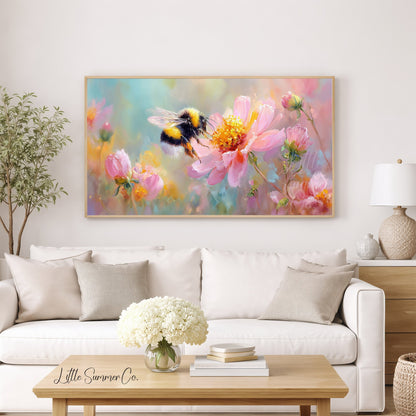 Spring Bee Frame TV Art displayed on a TV