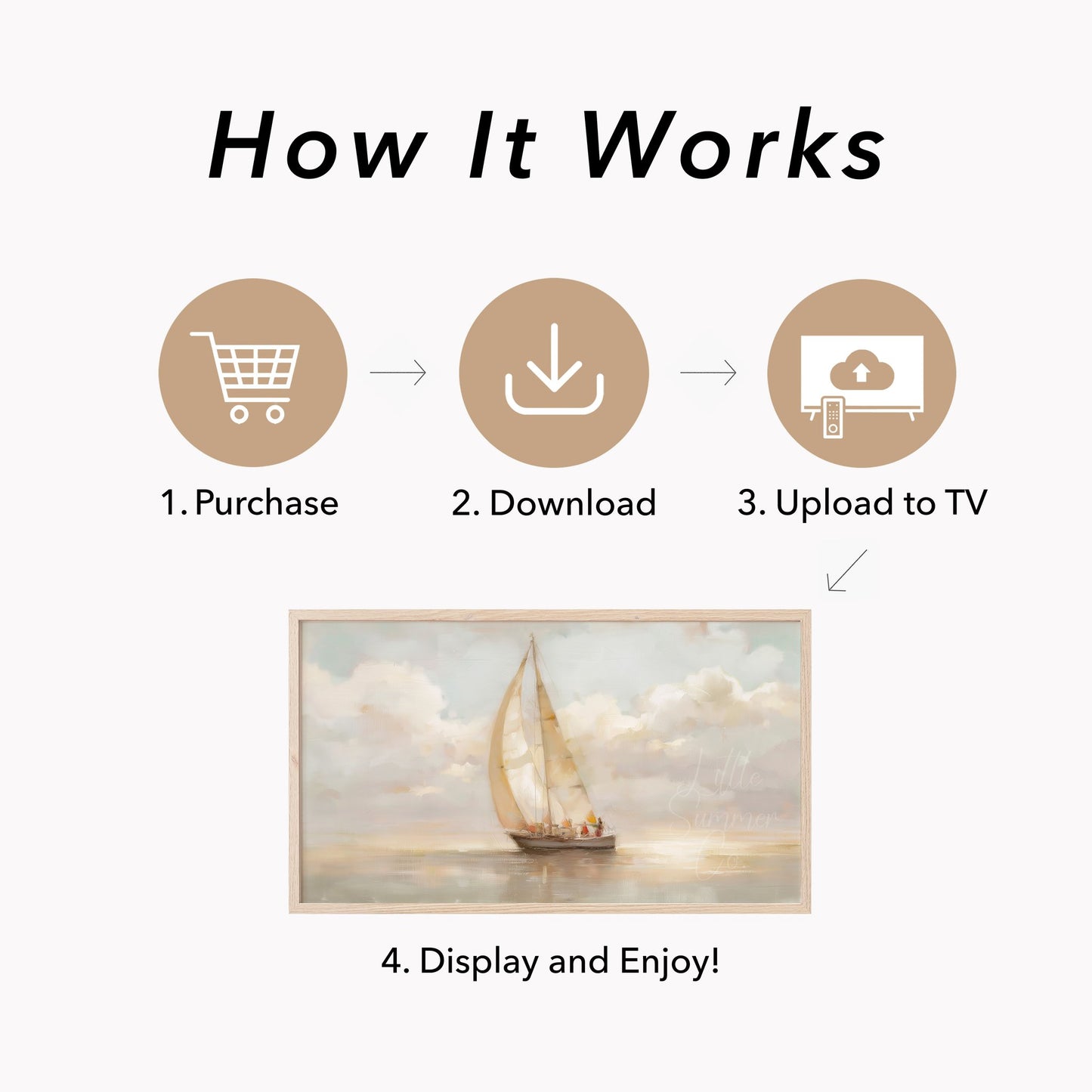 Peaceful Sailboat Calm Sea Frame TV Art displayed on a TV