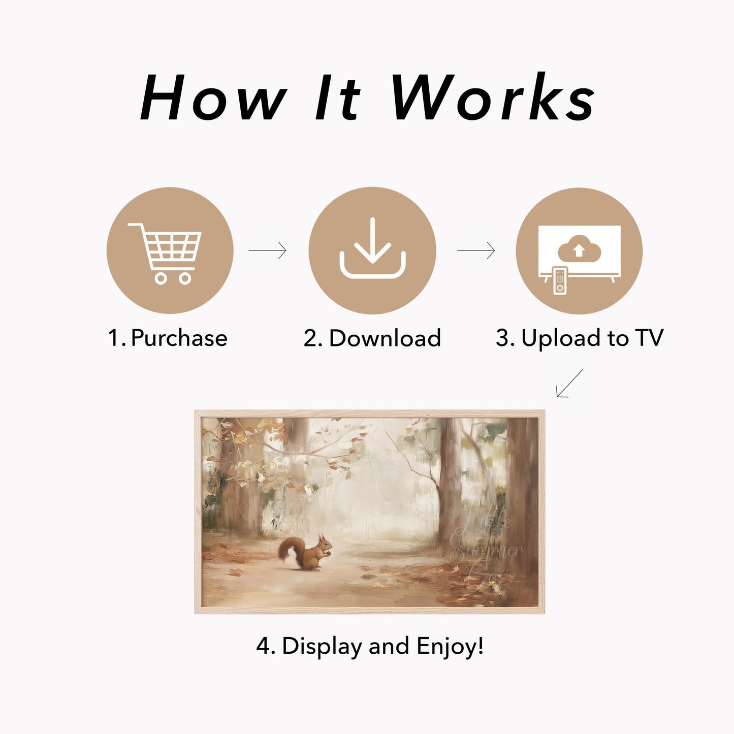 Red Squirrel In Autumn Forest Frame TV Art displayed on a TV