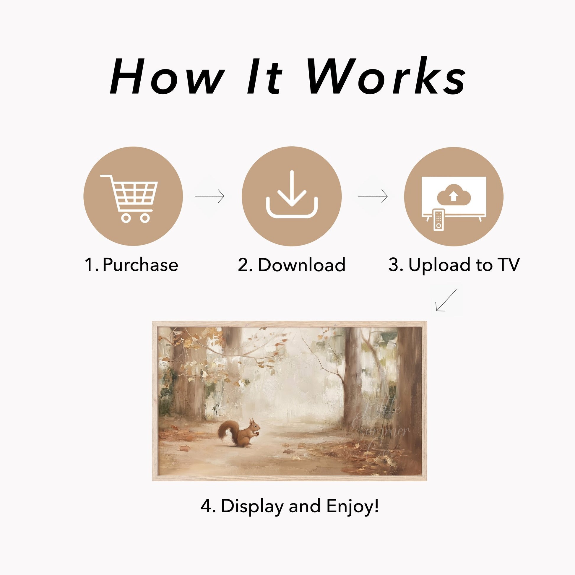 Red Squirrel In Autumn Forest Frame TV Art displayed on a TV