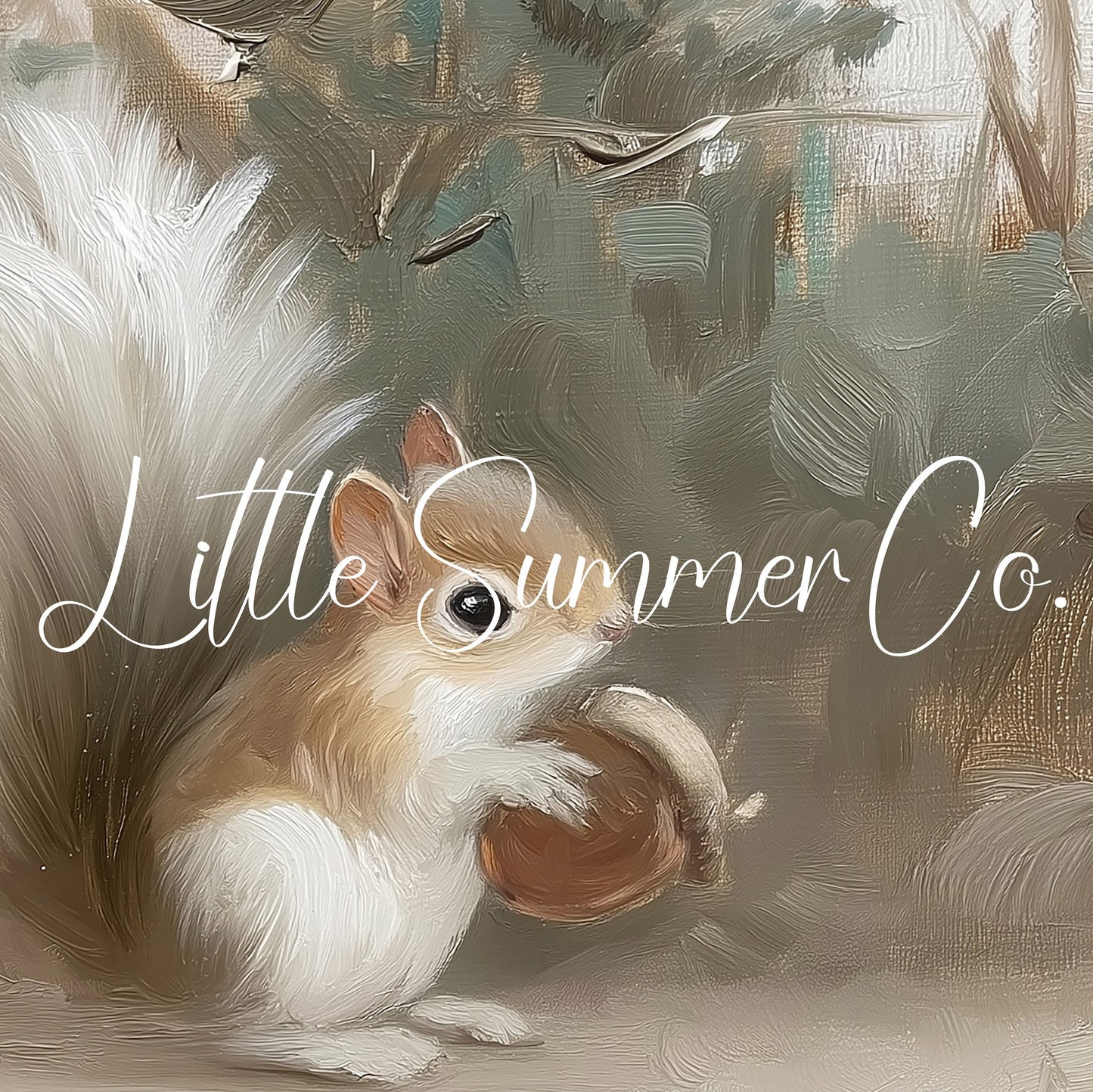 White Squirrel Holding Acorn Frame TV Art displayed on a TV