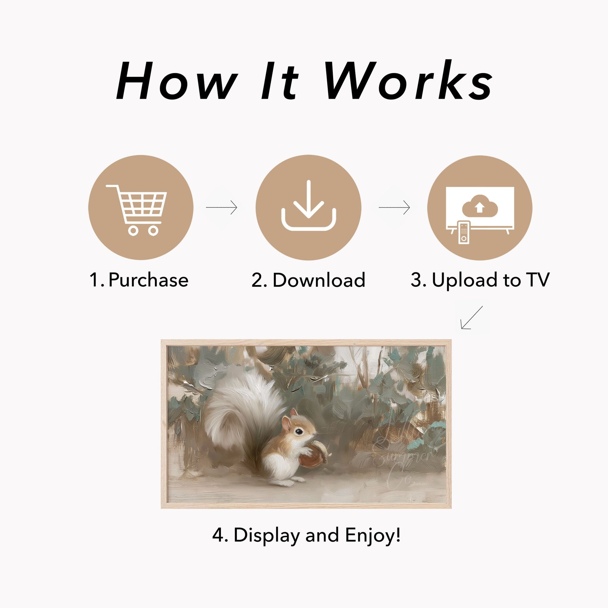 White Squirrel Holding Acorn Frame TV Art displayed on a TV