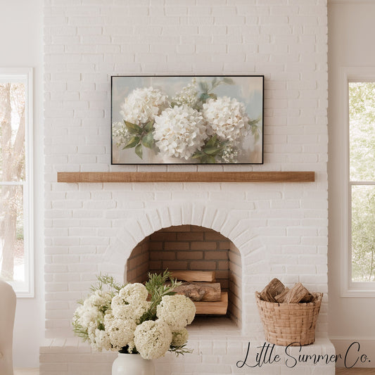 White Hydrangea Bouquet Frame TV Art displayed on a TV