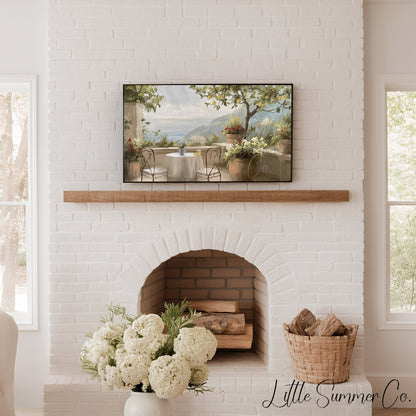 Lemon Terrace View Frame TV Art displayed on a TV