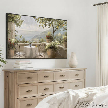 Lemon Terrace View Frame TV Art displayed on a TV