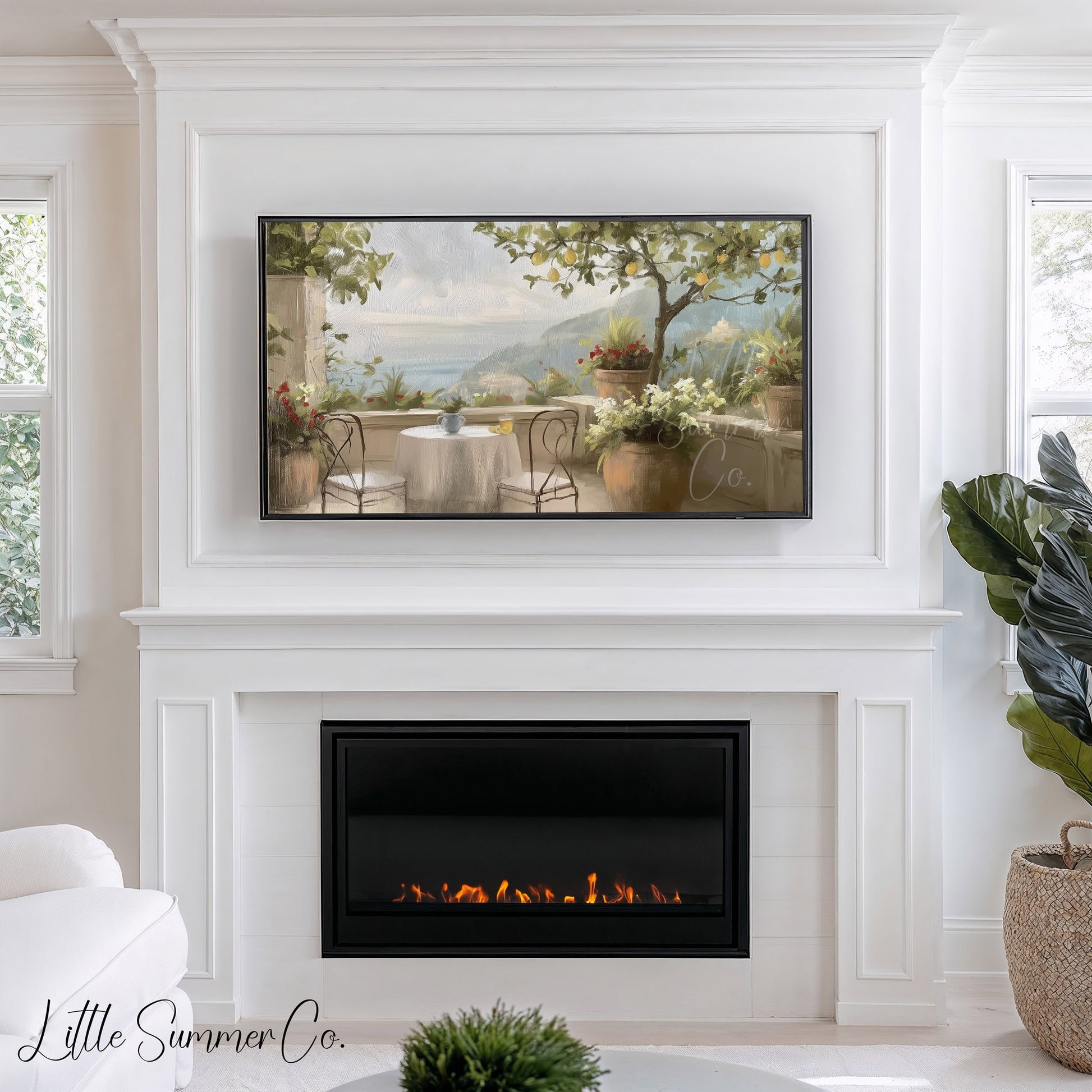 Lemon Terrace View Frame TV Art displayed on a TV