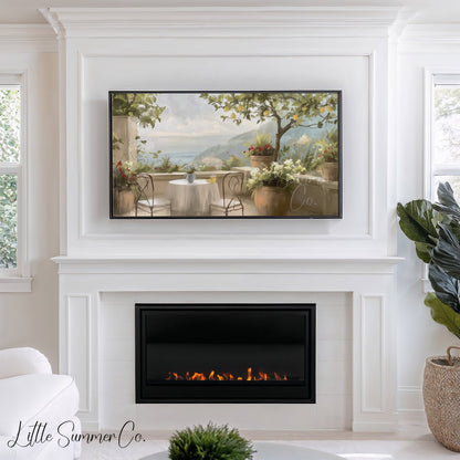 Lemon Terrace View Frame TV Art displayed on a TV