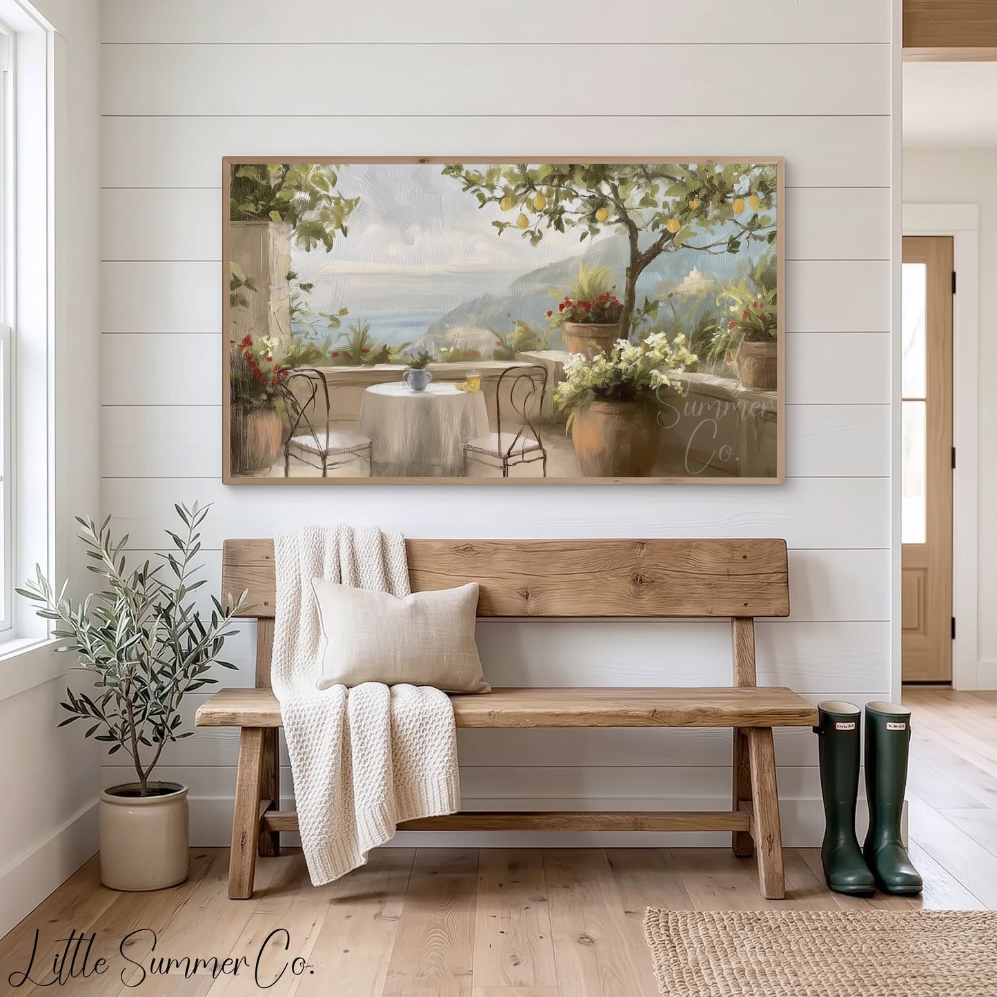 Lemon Terrace View Frame TV Art displayed on a TV