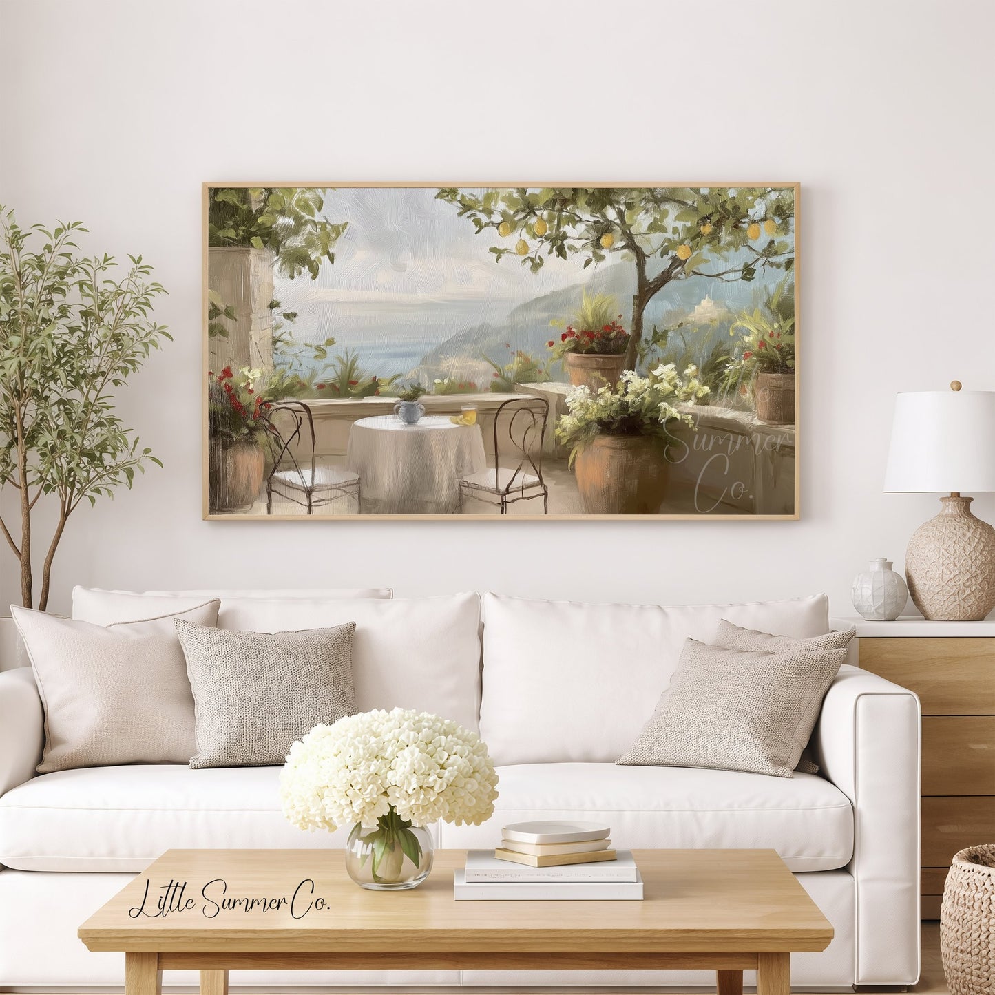 Lemon Terrace View Frame TV Art displayed on a TV