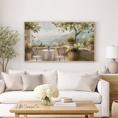 Lemon Terrace View Frame TV Art displayed on a TV