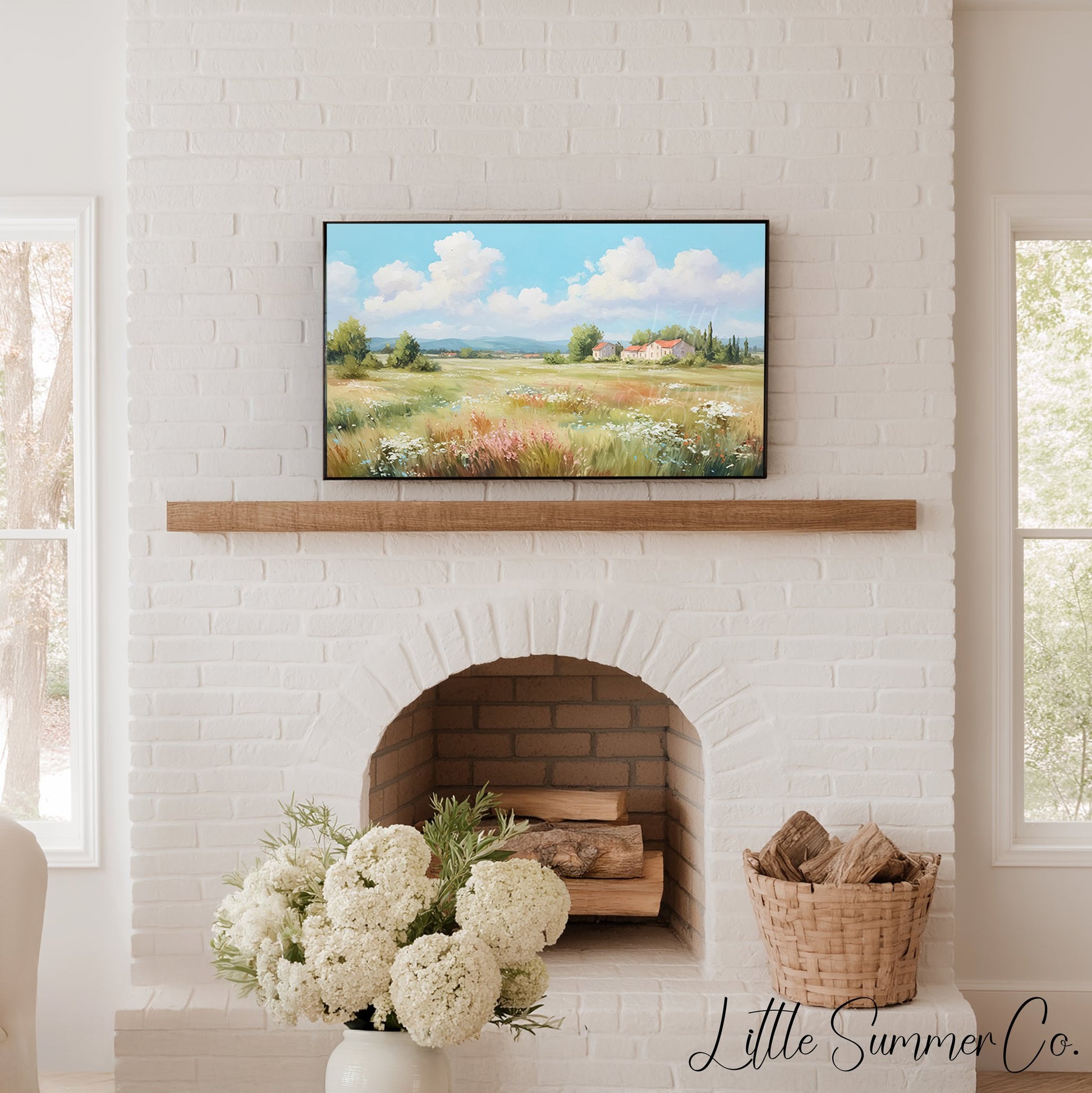 Country Cottages Frame TV Art displayed on a TV