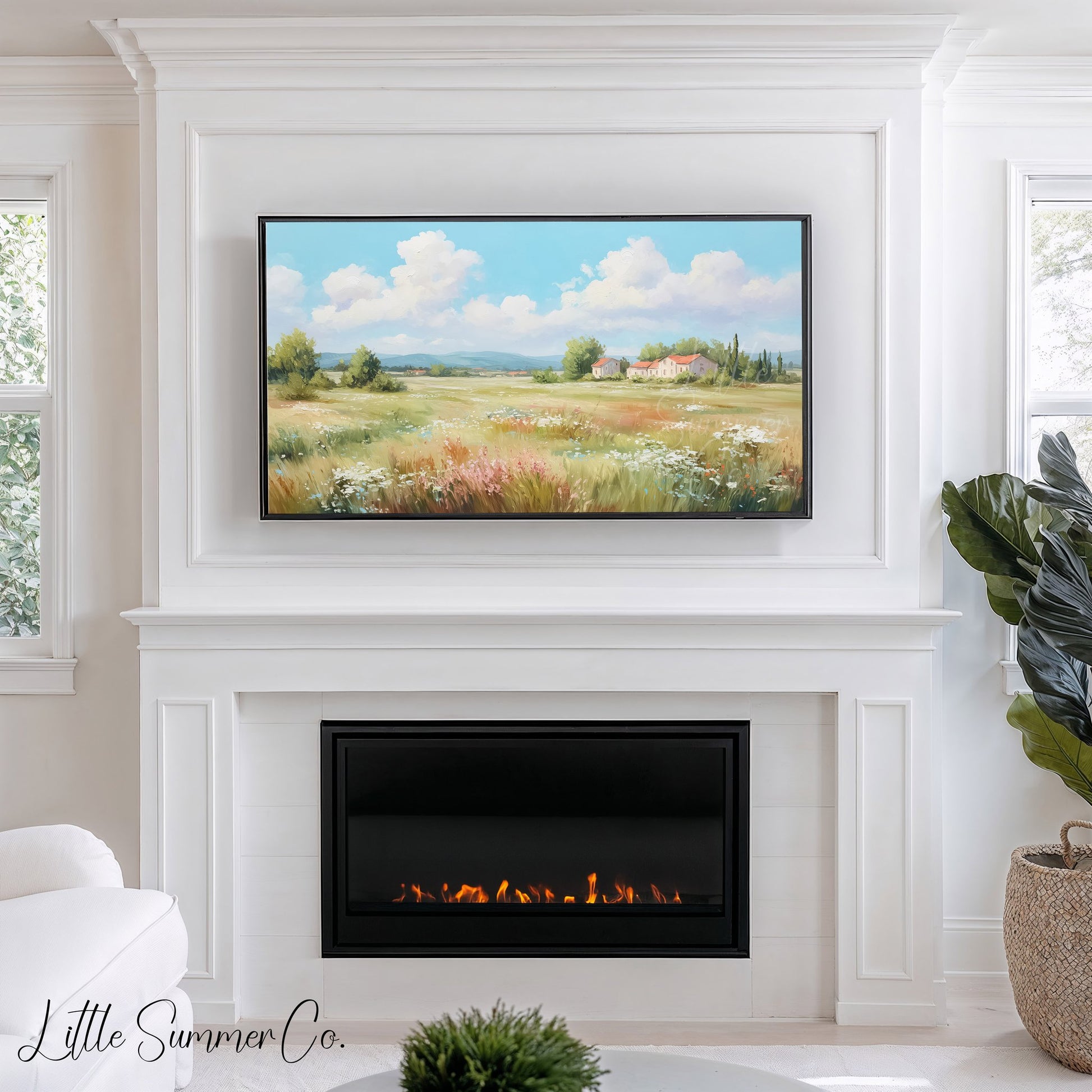 Country Cottages Frame TV Art displayed on a TV