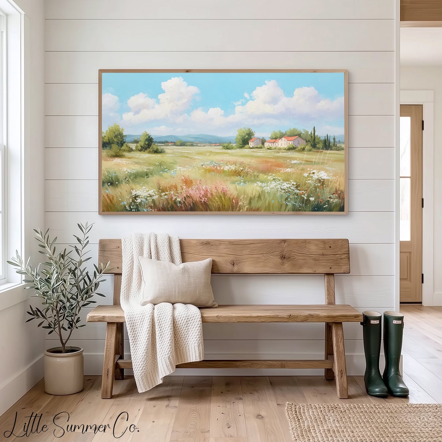 Country Cottages Frame TV Art displayed on a TV