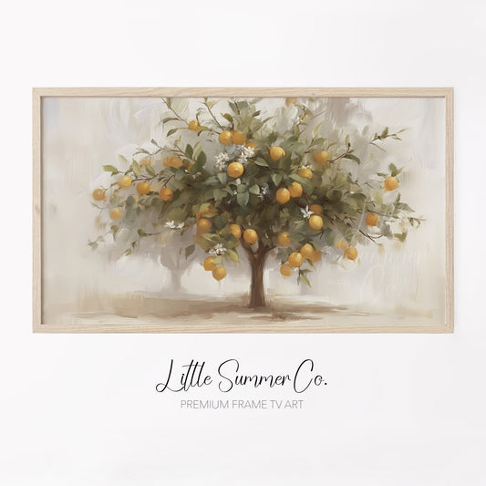 Orange Tree Frame TV Art displayed on a TV
