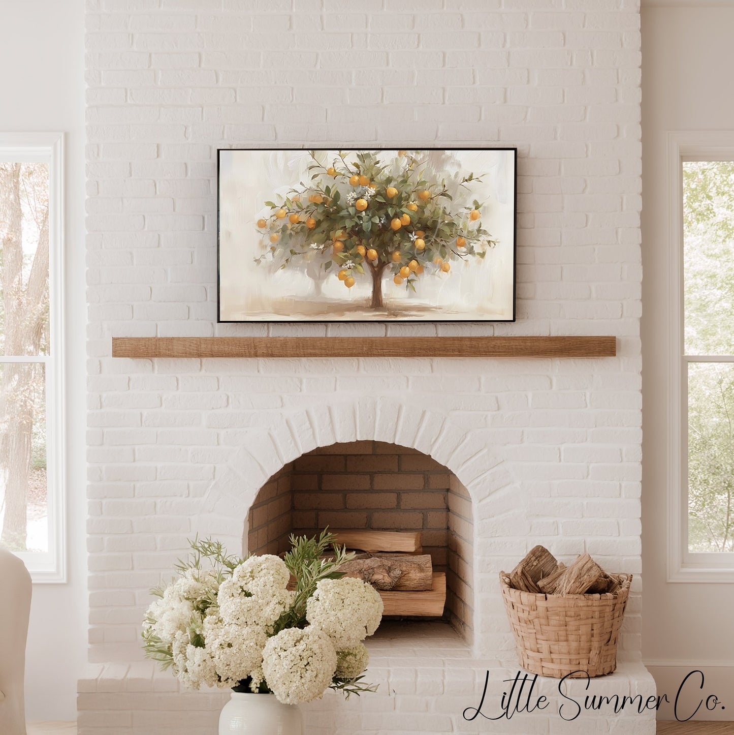 Orange Tree Frame TV Art displayed on a TV