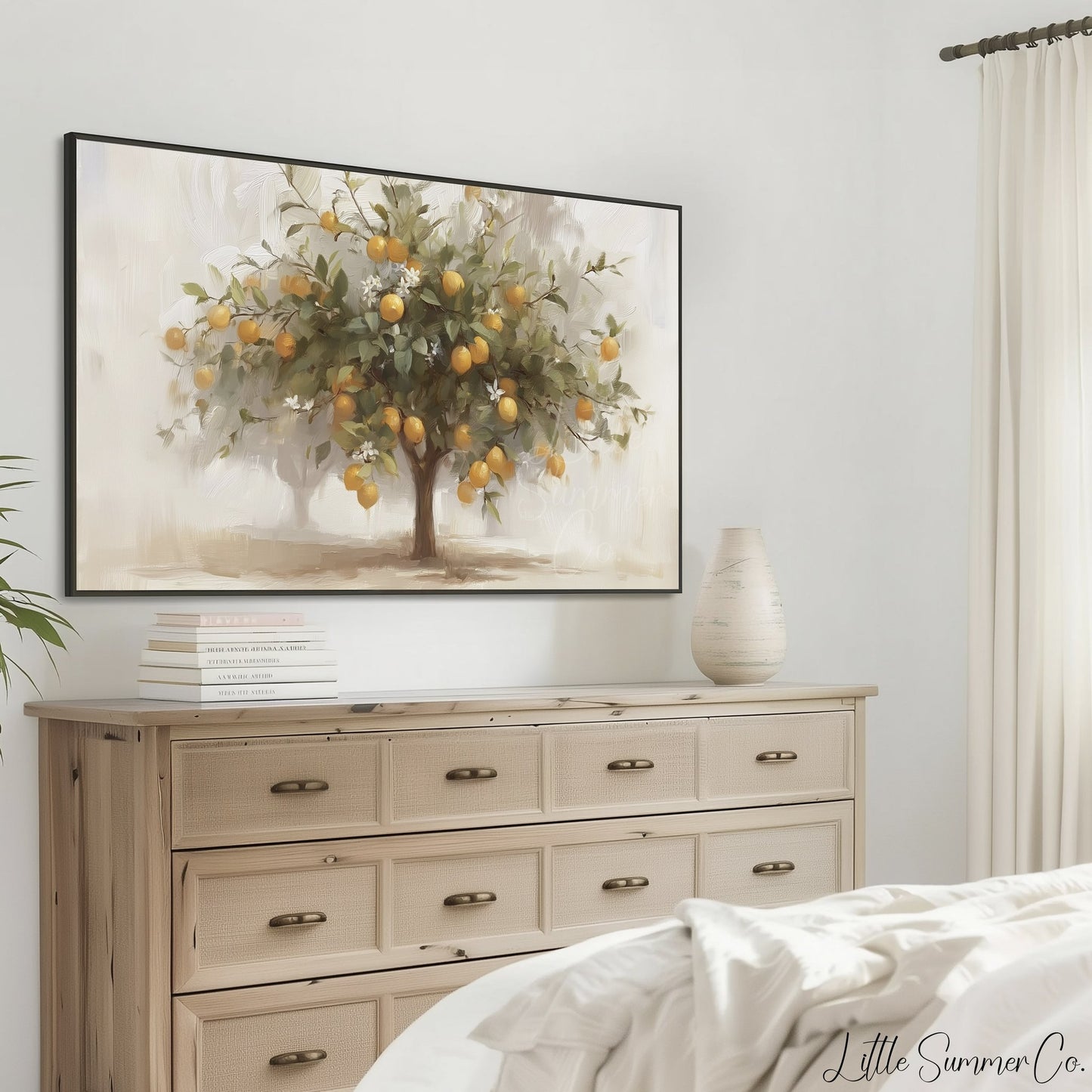 Orange Tree Frame TV Art displayed on a TV