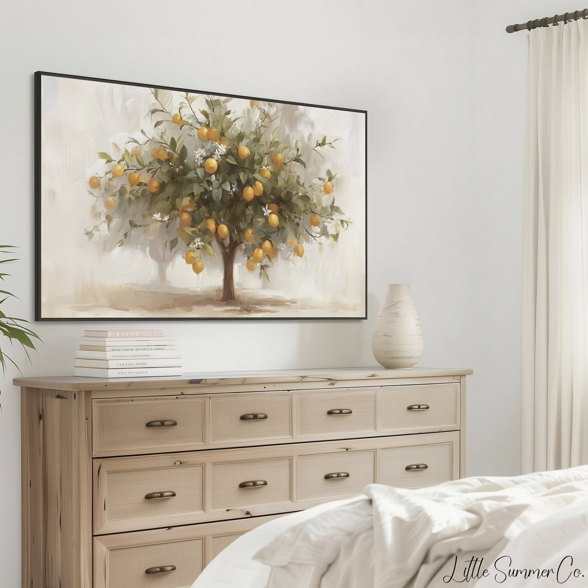 Orange Tree Frame TV Art displayed on a TV