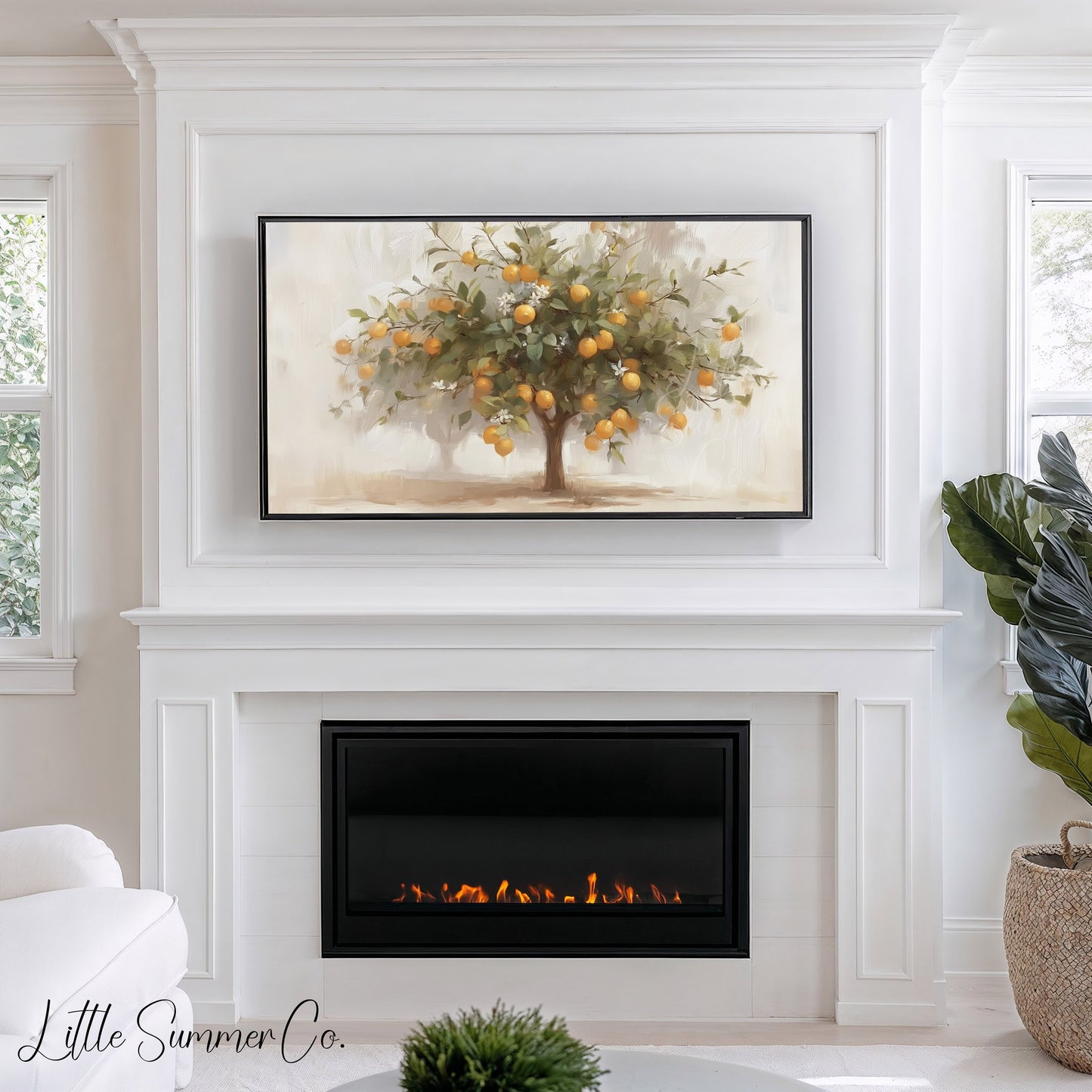 Orange Tree Frame TV Art displayed on a TV