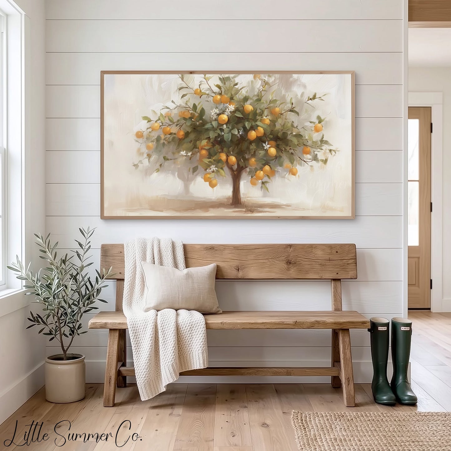 Orange Tree Frame TV Art displayed on a TV