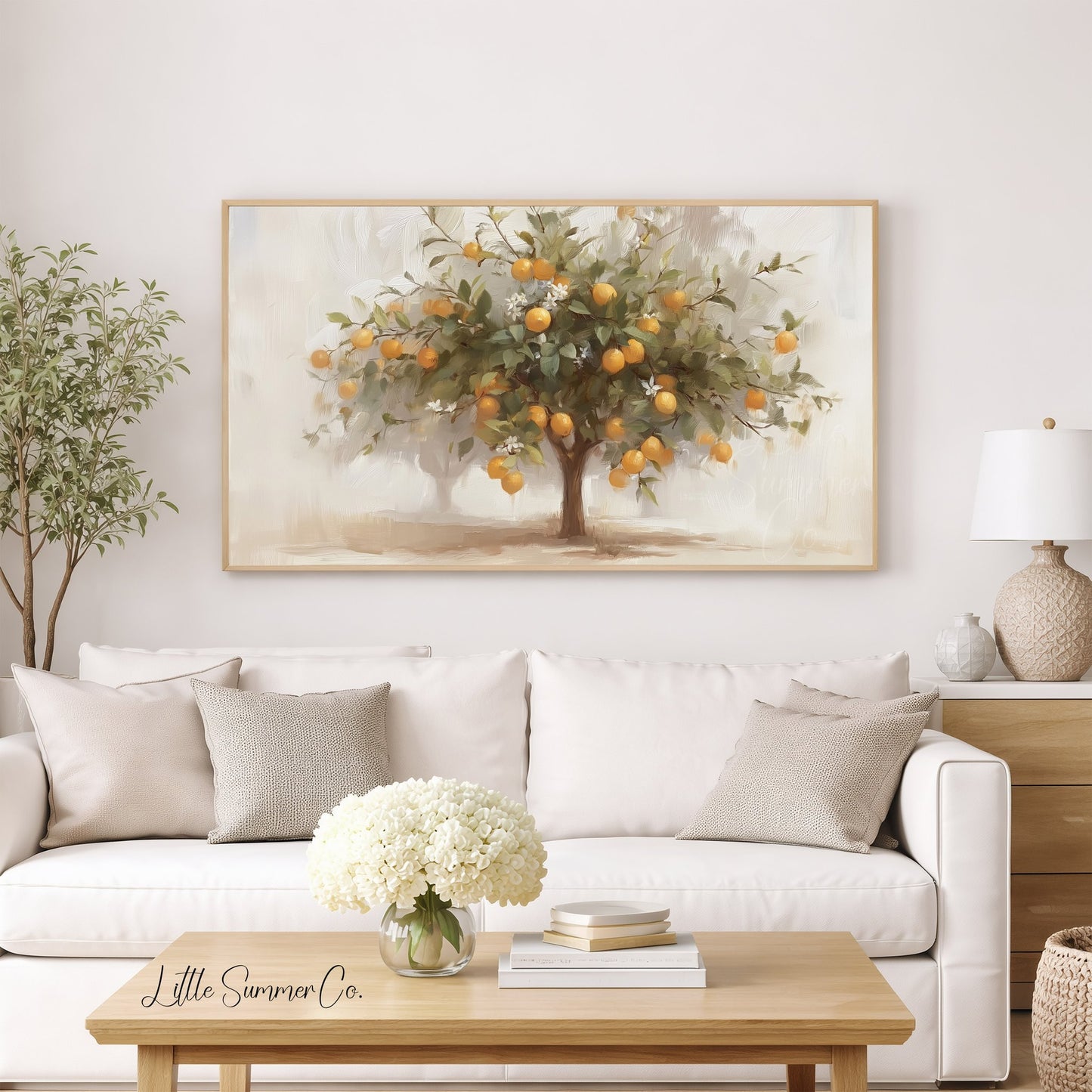 Orange Tree Frame TV Art displayed on a TV