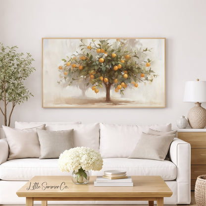 Orange Tree Frame TV Art displayed on a TV
