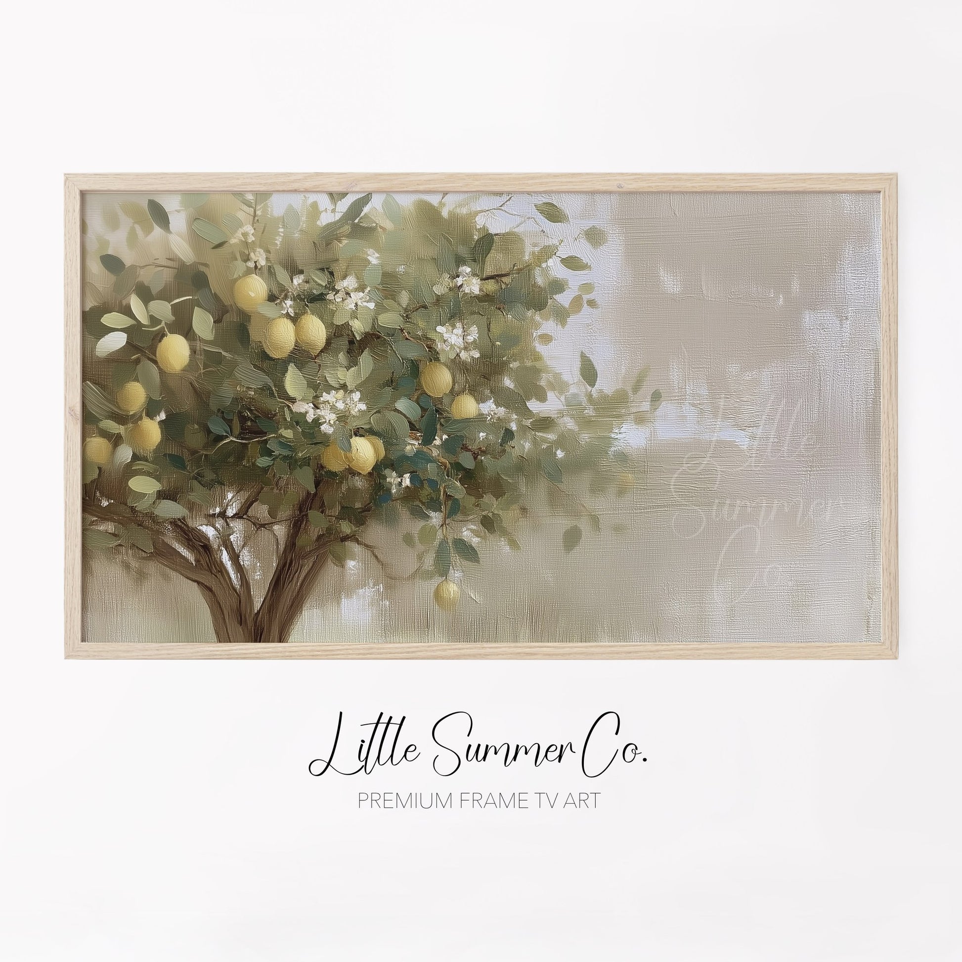 Lemon Tree Branches Frame TV Art displayed on a TV