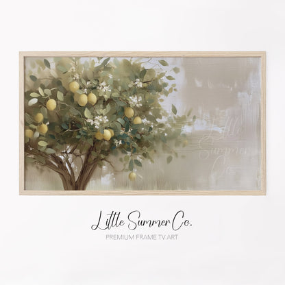 Lemon Tree Branches Frame TV Art displayed on a TV