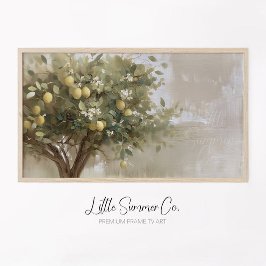 Lemon Tree Branches Frame TV Art displayed on a TV