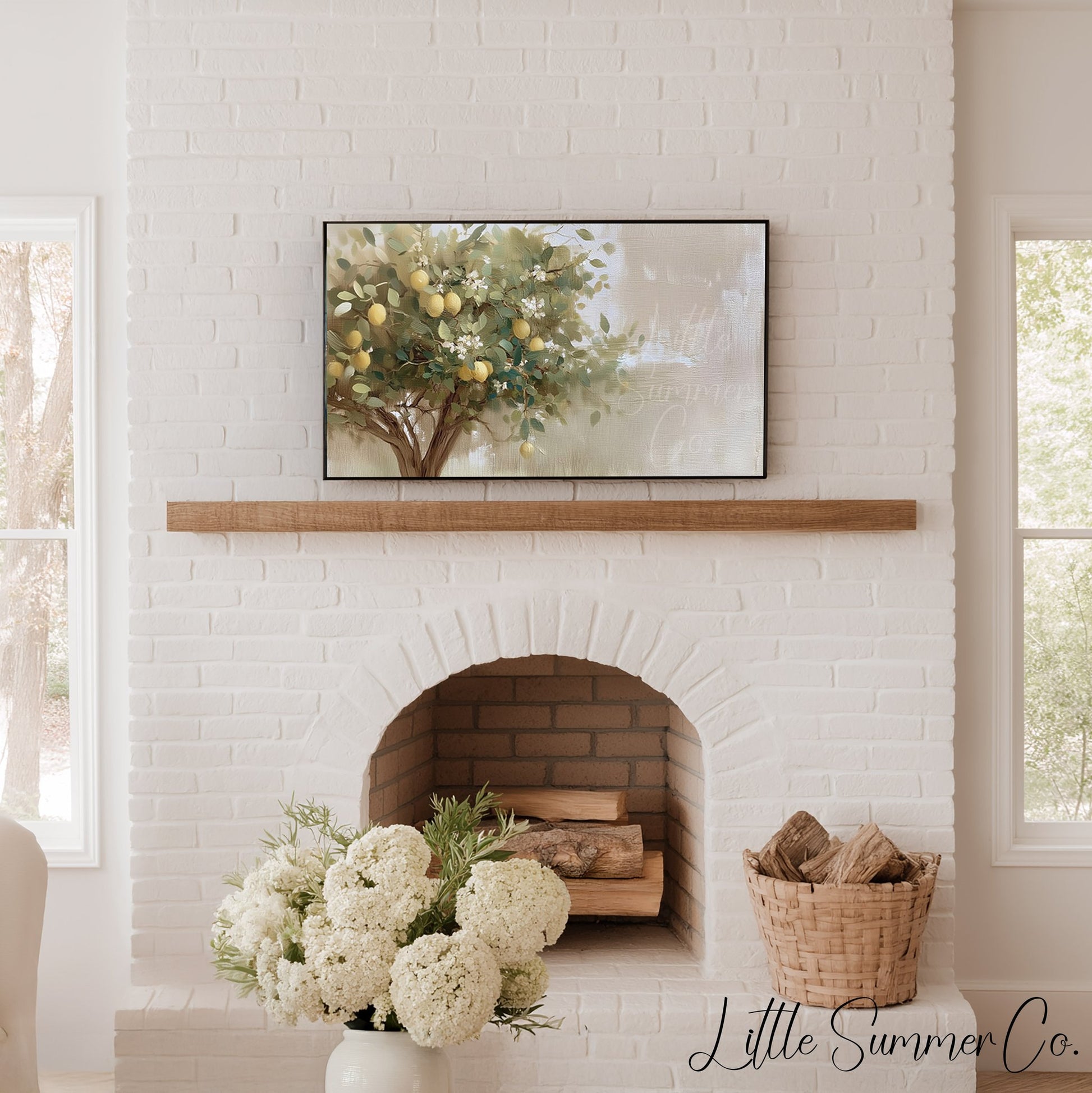 Lemon Tree Branches Frame TV Art displayed on a TV