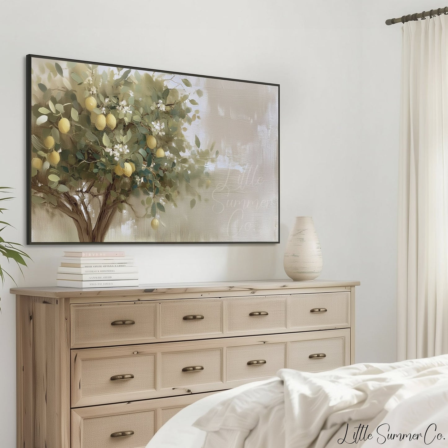 Lemon Tree Branches Frame TV Art displayed on a TV