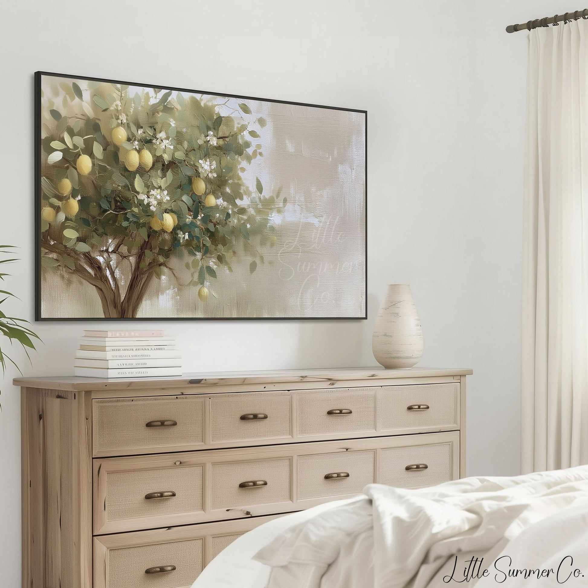 Lemon Tree Branches Frame TV Art displayed on a TV