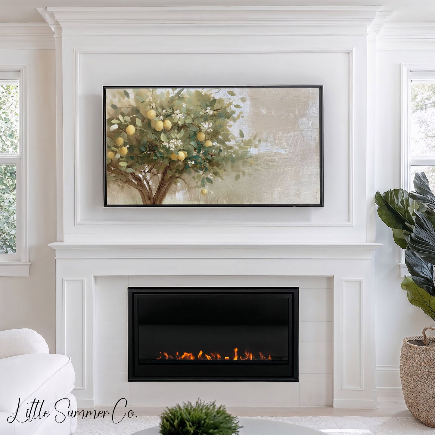 Lemon Tree Branches Frame TV Art displayed on a TV
