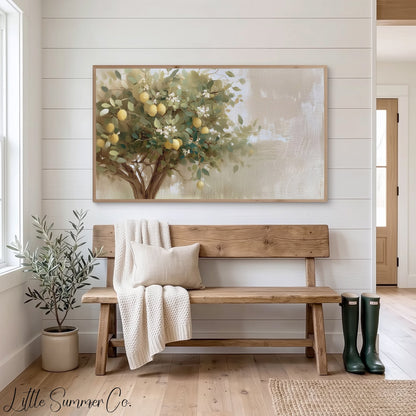 Lemon Tree Branches Frame TV Art displayed on a TV