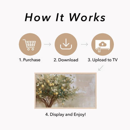 Lemon Tree Branches Frame TV Art displayed on a TV