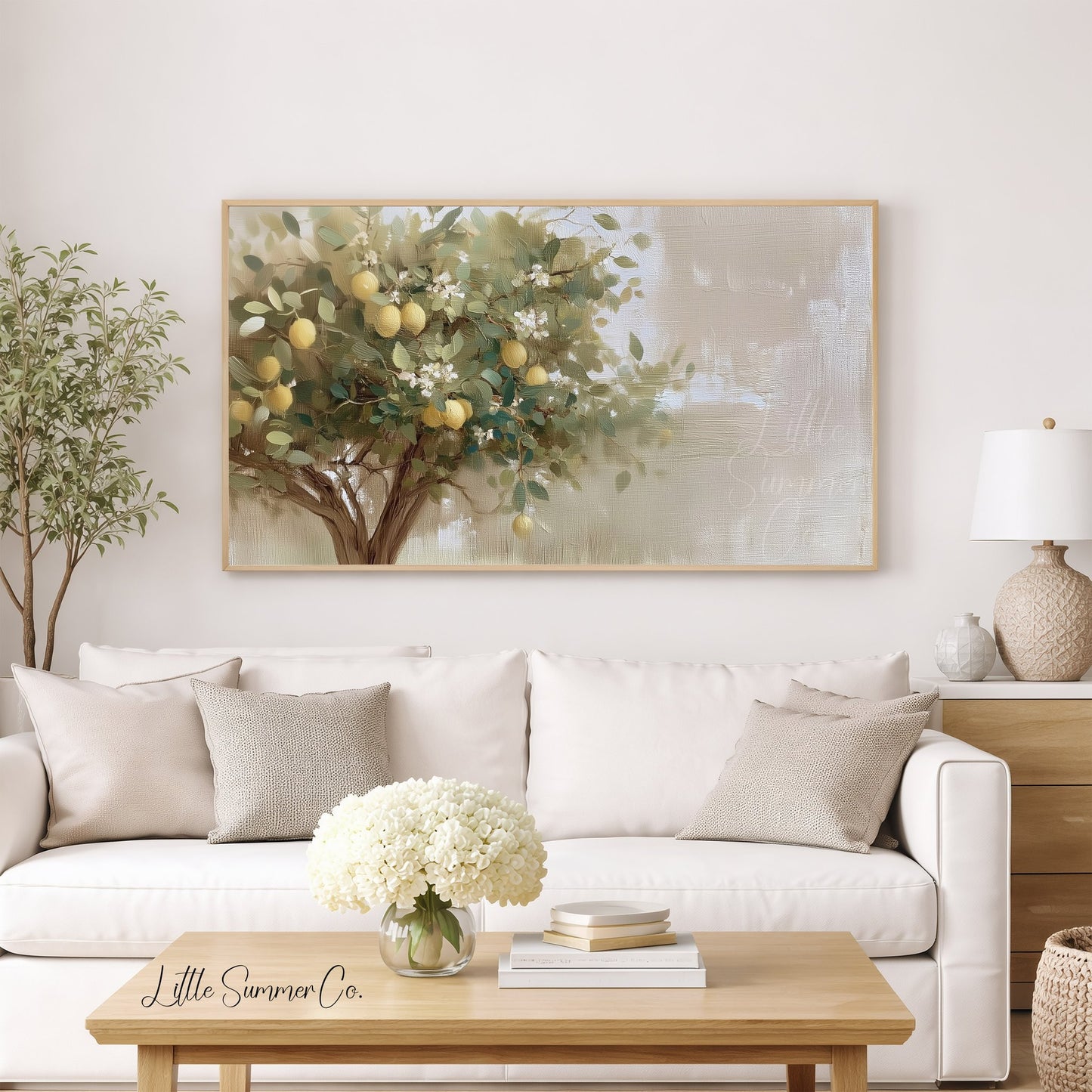 Lemon Tree Branches Frame TV Art displayed on a TV