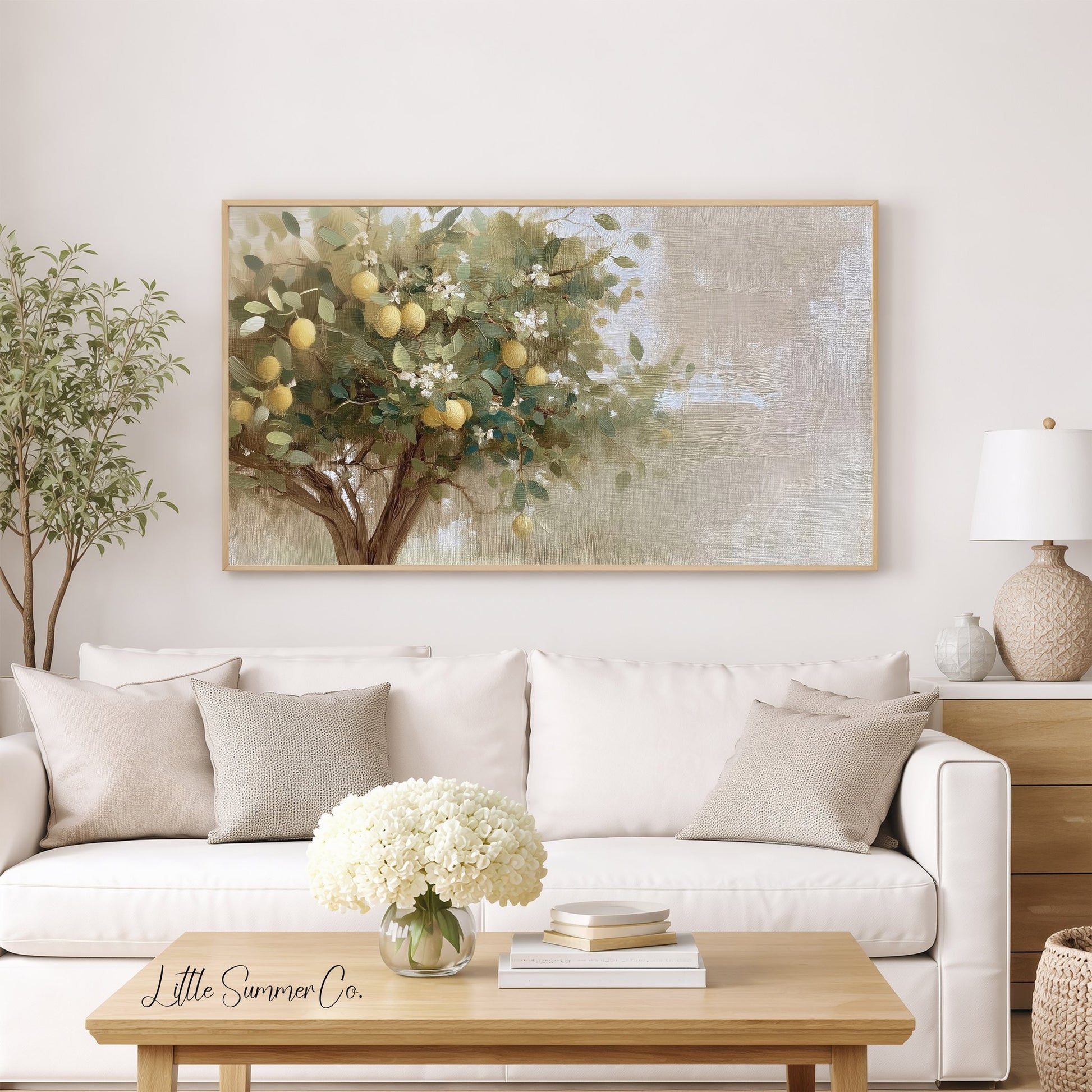 Lemon Tree Branches Frame TV Art displayed on a TV