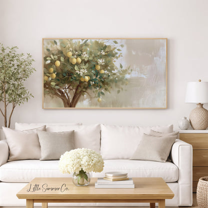 Lemon Tree Branches Frame TV Art displayed on a TV