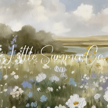 Wildflower Meadow Lake View Frame TV Art displayed on a TV